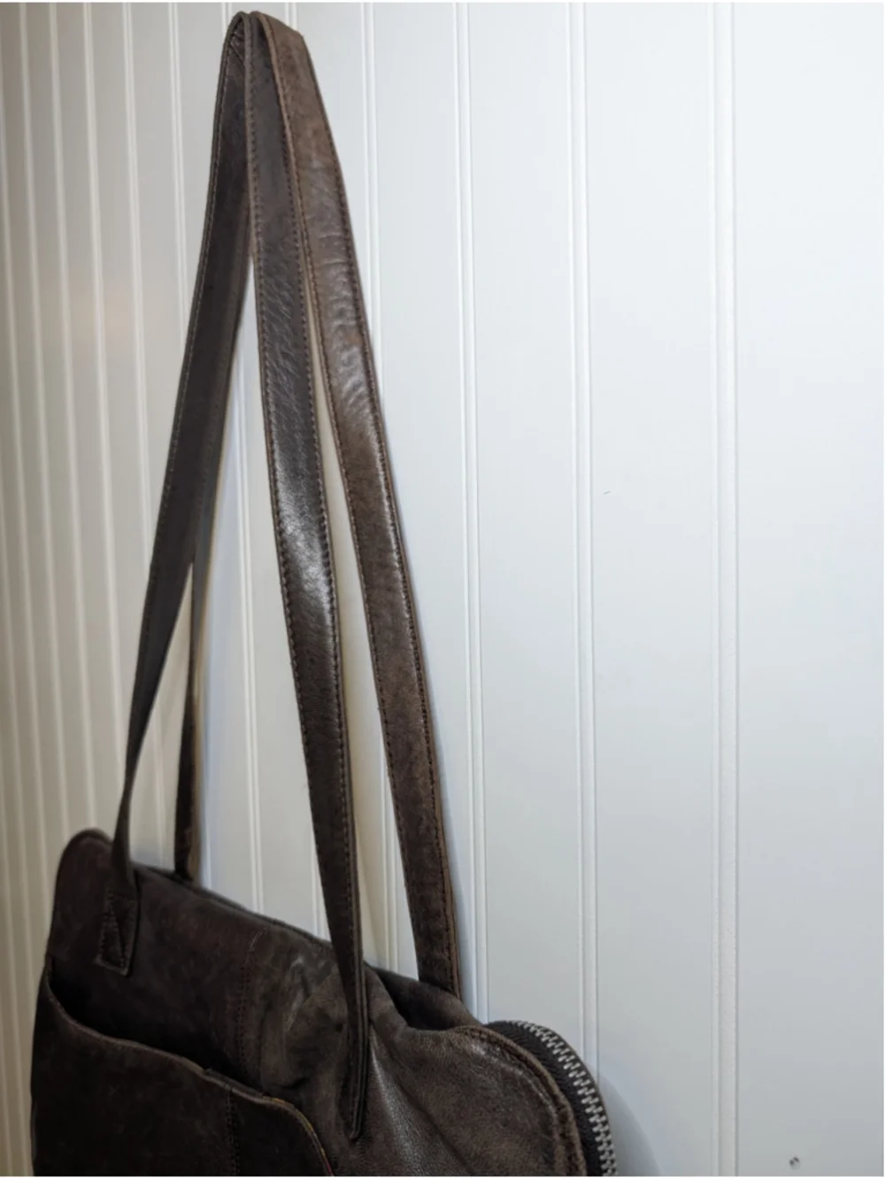 LATICO Leather Laptop Tote Bag Brown Organizer Shoulder Briefcase Floral Lined